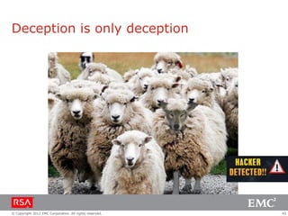 Deception is only deception




© Copyright 2012 EMC Corporation. All rights reserved.   45
 