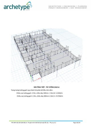 SÀN TẦNG TRỆT - TẢI TƯỜNG (kN/m)
Trọng lượng tường gạch quy thành tải phân bố đều trên dầm:
Chiều cao tường gạch: 2.9m, ch...