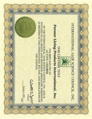 Certificados de Salud Forever