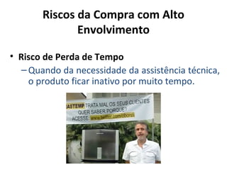 Riscos da Compra com Alto
Envolvimento
• Risco de Perda de Tempo
– Quando da necessidade da assistência técnica,
o produto ficar inativo por muito tempo.

 