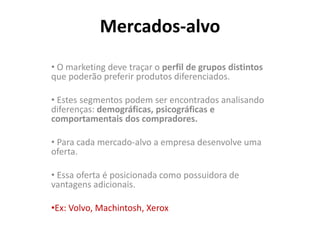 Ex: Produtos de Beleza, FuradeirasVisão do MarketingProfissionais de marketing são responsáveis pelaDemanda(quantidade de um bem ou serviço que os consumidores desejam adquirir por um preço definido em um dado mercado)Eles procuram influenciar o nível, a velocidade e a composição da demanda