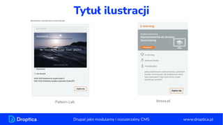 Tytuł ilustracji
Pattern Lab
www.droptica.pl
Drupal jako modularny i rozszerzalny CMS
bossa.pl
 