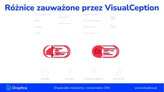 Różnice zauważone przez VisualCeption
www.droptica.pl
Drupal jako modularny i rozszerzalny CMS
 