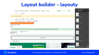 Layout builder - layouty
www.droptica.pl
Drupal jako modularny i rozszerzalny CMS
 