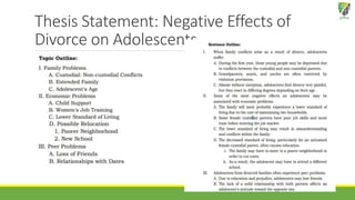 Thesis Statement: Negative Effects of
Divorce on Adolescents
 