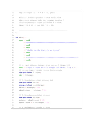 2.6. Jumlah Digit dalam Bilangan Ratusan Menggunakan C++ | PDF