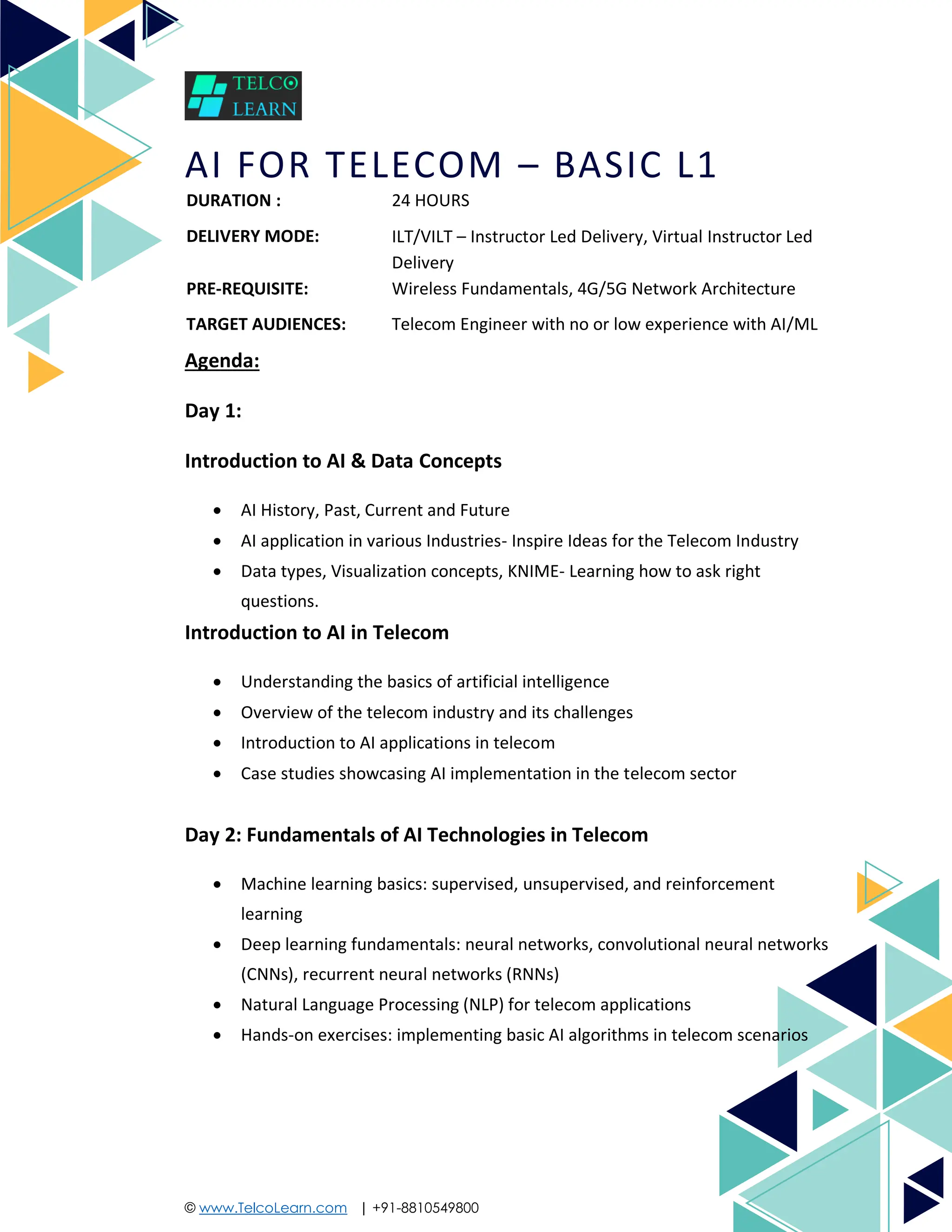 AI for Telecom - Basic L1 - Leveraging AI for Telecom | PDF
