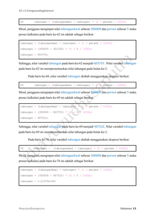 02.13. Menghitung Bunga Majemuk Menggunakan Bahasa Pemrograman C++ | PDF