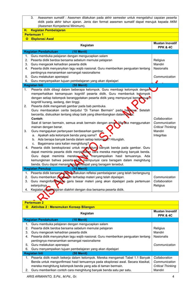 Modul Ajar Matematika Kelas 1 Kurikulum Merdeka Pdf
