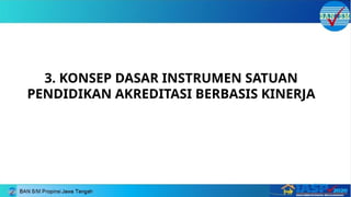 3. KONSEP DASAR INSTRUMEN SATUAN
PENDIDIKAN AKREDITASI BERBASIS KINERJA
 
