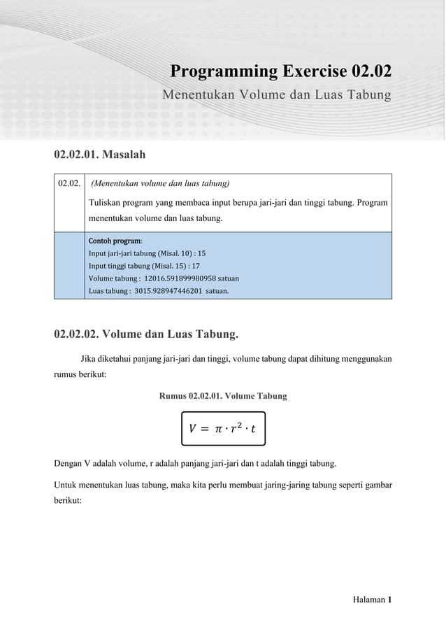 02.02. Menentukan Volume dan Luas Tabung Menggunakan Python | PDF