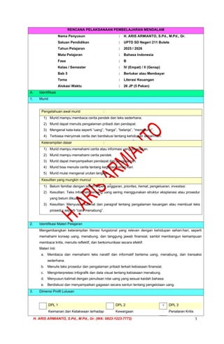 MODUL AJAR DEEP LEARNING BAHASA INDONESIA KELAS 4 (RENCANA PEMBELAJARAN ...