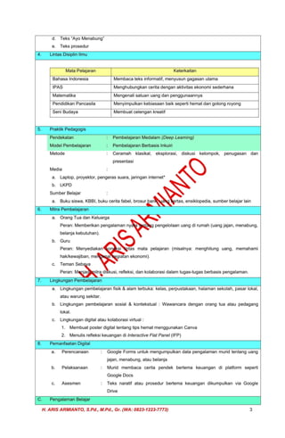 MODUL AJAR DEEP LEARNING BAHASA INDONESIA KELAS 4 (RENCANA PEMBELAJARAN ...