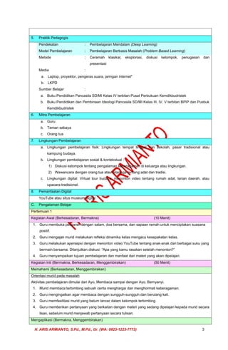 MODUL AJAR DEEP LEARNING PENDIDIKAN PANCASILA KELAS 4 (RENCANA ...