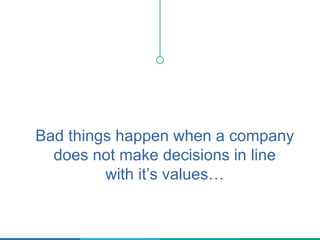 Bad things happen when a company
does not make decisions in line
with it’s values…
 