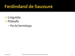 


Linguista
Filósofo
 Pai da Semiologia

27/02/2014

Prof. Ms. Agnes Arruda | Comunicação e Semiótica

12

 
