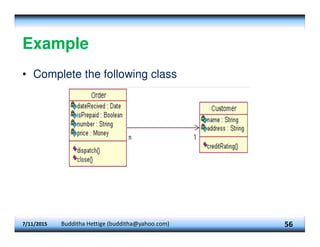 Example
• Complete the following class
7/11/2015 Budditha Hettige (budditha@yahoo.com) 56
 