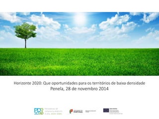 Horizonte 2020: Que oportunidades para os territórios de baixa densidade 
Penela, 28 de novembro 2014 
 