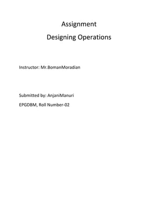Assignment
             Designing Operations


Instructor: Mr.BomanMoradian




Submitted by: AnjaniManuri
EPGDBM, Roll Number-02
 