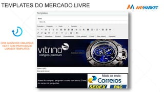 TEMPLATES DO MERCADO LIVRE
CRIE ANÚNCIOS UMA ÚNICA
VEZ E COM PRATICIDADE
USANDO TEMPLATES
 