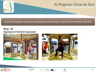 IV. Projectos Terras de Sicó
                                                                            IV. Projectos Terras de Sicó




Projecto de Dinamização, Coordenação, Acompanhamento, Monitorização e Gestão da Parceria PROVERE VILLA SICÓ


Proc. 14
Aquisição de Stand de Exposições




                                                                                                              32
                                                                                                              32
                                                                                                              32
 