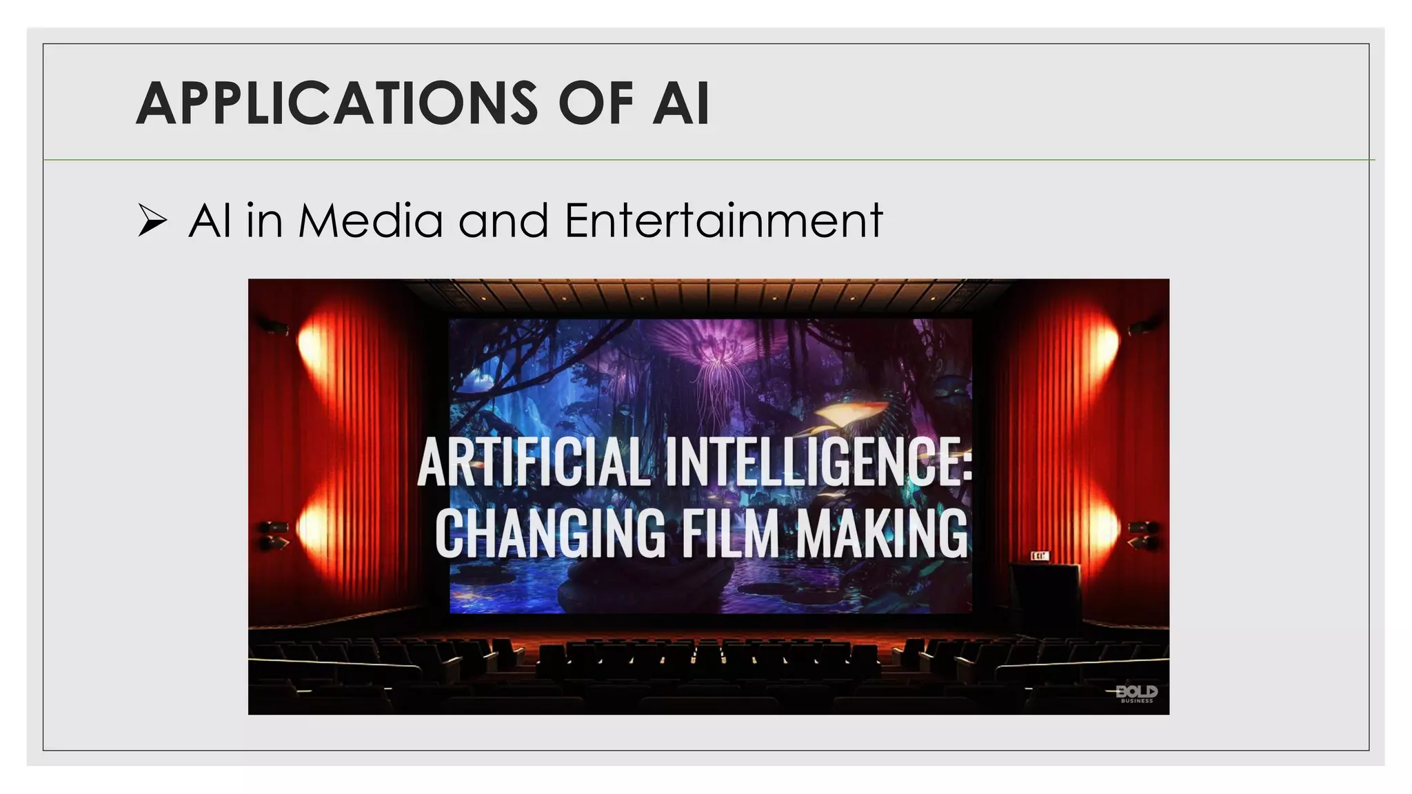 APPLICATIONS OF AI
➢ AI in Media and Entertainment
 
