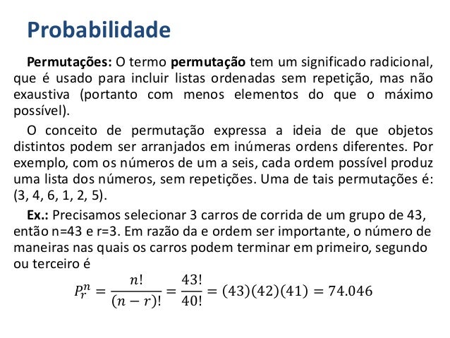 Resultado de imagem para probabilidade permutação