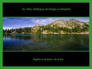 Aí, olha, distingue ao longe a campina,  Aspira o ar livre, vê a luz. 