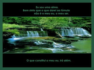 Eu sou uma alma.  Bem sinto que o que darei ao túmulo  não é o meu eu, o meu ser.  O que constitui o meu eu, irá além.   