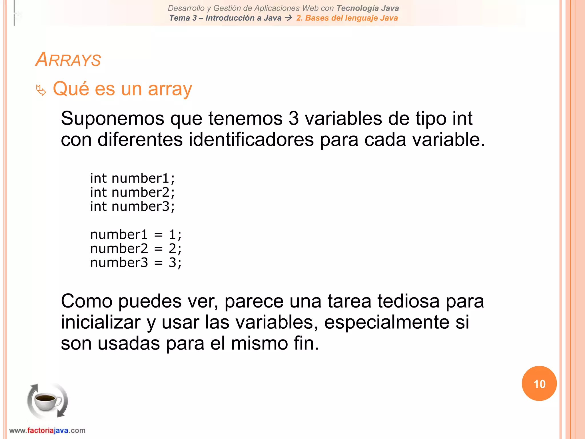 Declaración de un array