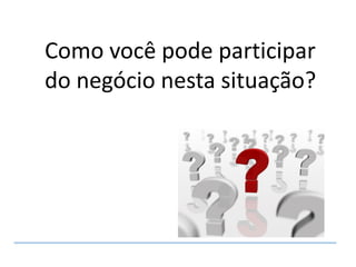Como você pode participar
do negócio nesta situação?
 