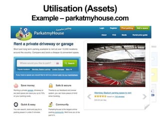 Utilisation (Assets)
Example – parkatmyhouse.com
 