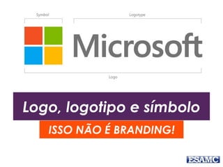 Logo, logotipo e símbolo
ISSO NÃO É BRANDING!
 
