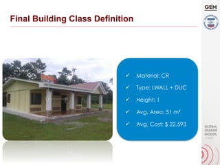 Final Building Class Definition
ü  Material: CR
ü  Type: LWALL + DUC
ü  Height: 1
ü  Avg. Area: 51 m²
ü  Avg. Cost: $ 22,593
 