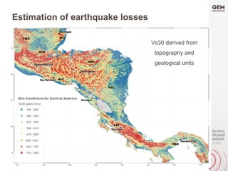 Vs30 derived from
topography and
geological units
Estimation of earthquake losses
 