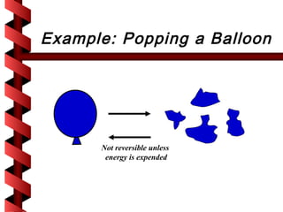 Example: Popping a Balloon




      Not reversible unless
       energy is expended
 