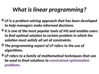 Comprehensive Guide to Linear Programming: Concepts, Formulation, and ...
