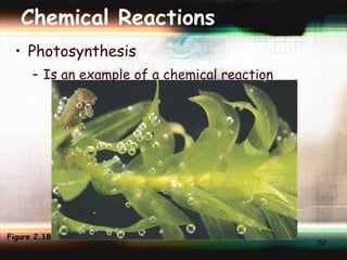 Chemical Reactions Photosynthesis Is an example of a chemical reaction Figure 2.18 