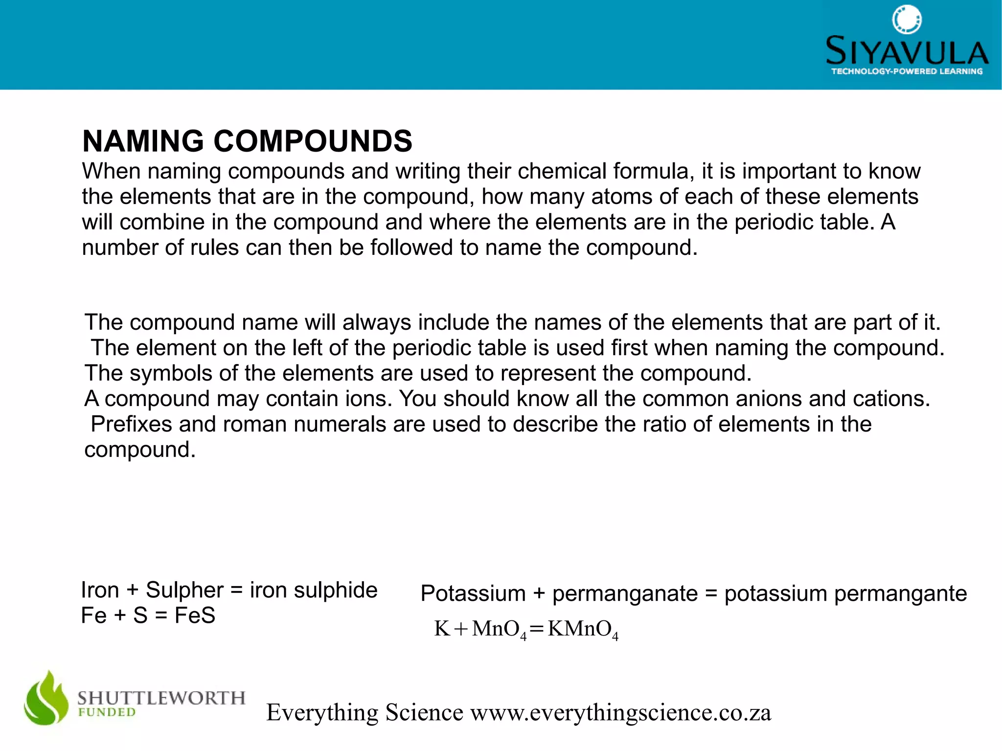 DEFINITION: Pure substance Pure substances are any material that is not a mixture. Pure substances cannot be broken down into their component parts by ordinary chemical means. Examples are any element, e.g. aluminium, sulphur and any compound, e.g. iron sulphide. Pure substances have a sharply defined (one temperature) melting or boiling point.  