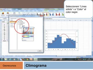 Climograma
Seleccionem “Línea
sólida” i a “Color” el
color negre
Georecursos
 