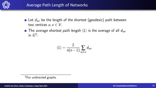 Average Path Length of Networks
02-ComplexNetworksMetrics
Análisis de Datos, Redes Complejas y Seguridad 2025 15
 