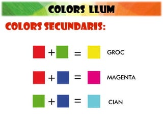 COLORS llum
COLORS SECUNDARIS:
GROC
MAGENTA
CIAN
 
