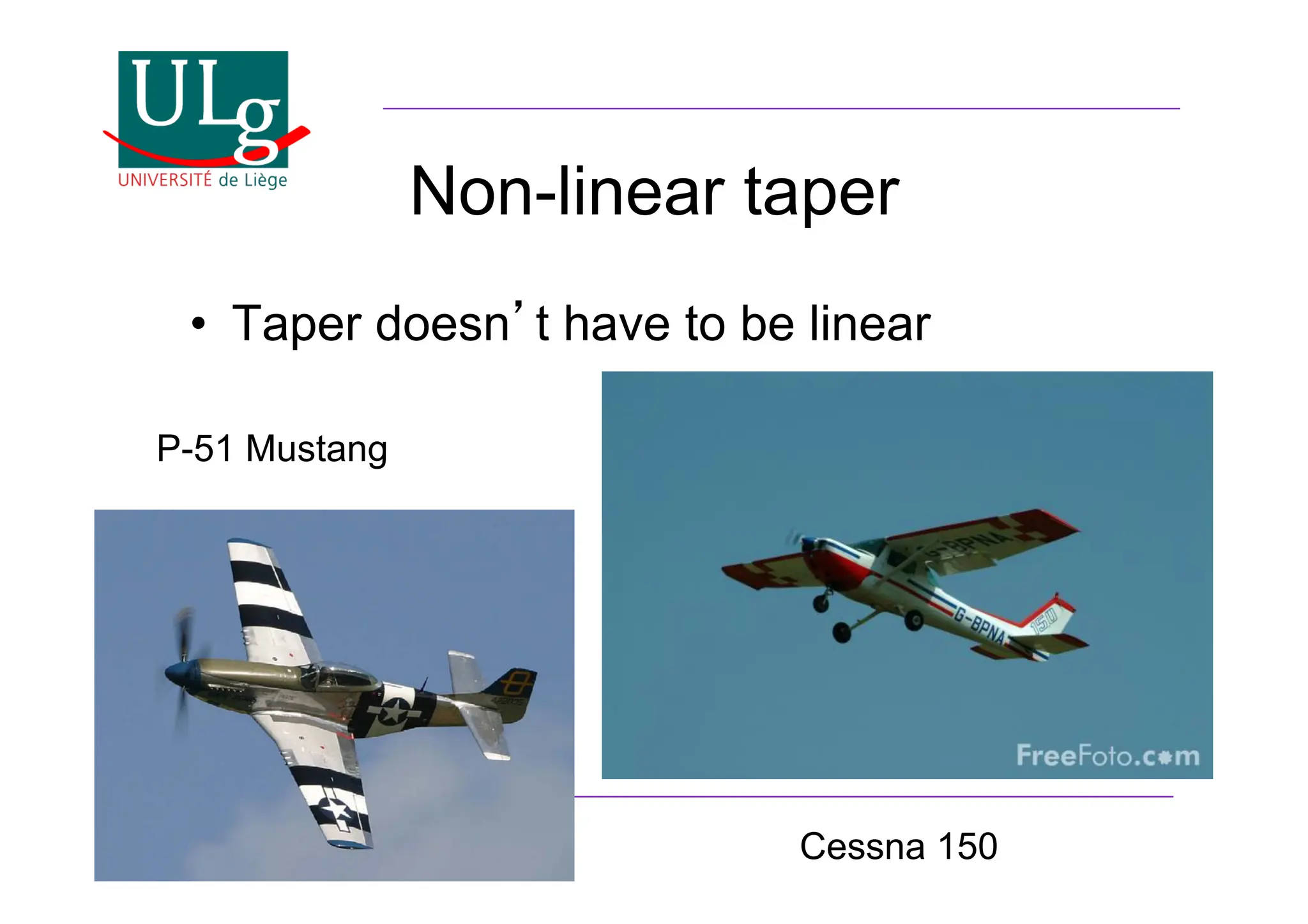 Introduction to Aircraft Design
Non-linear taper
•! Taper doesnt have to be linear
P-51 Mustang
Cessna 150
 