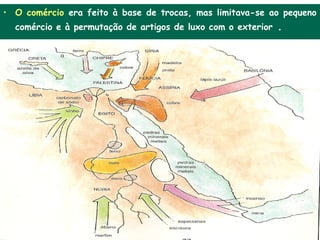 • O comércio era feito à base de trocas, mas limitava-se ao pequeno
  comércio e à permutação de artigos de luxo com o exterior .
 