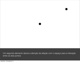 Um segundo elemento desvia a atenção da relação com o espaço para a interação
     entre os dois pontos

sexta-feira, 19 de agosto de 11
 
