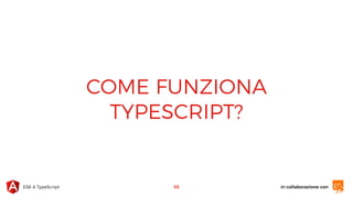 in collaborazione conES6 & TypeScript
COME FUNZIONA
TYPESCRIPT?
55
 