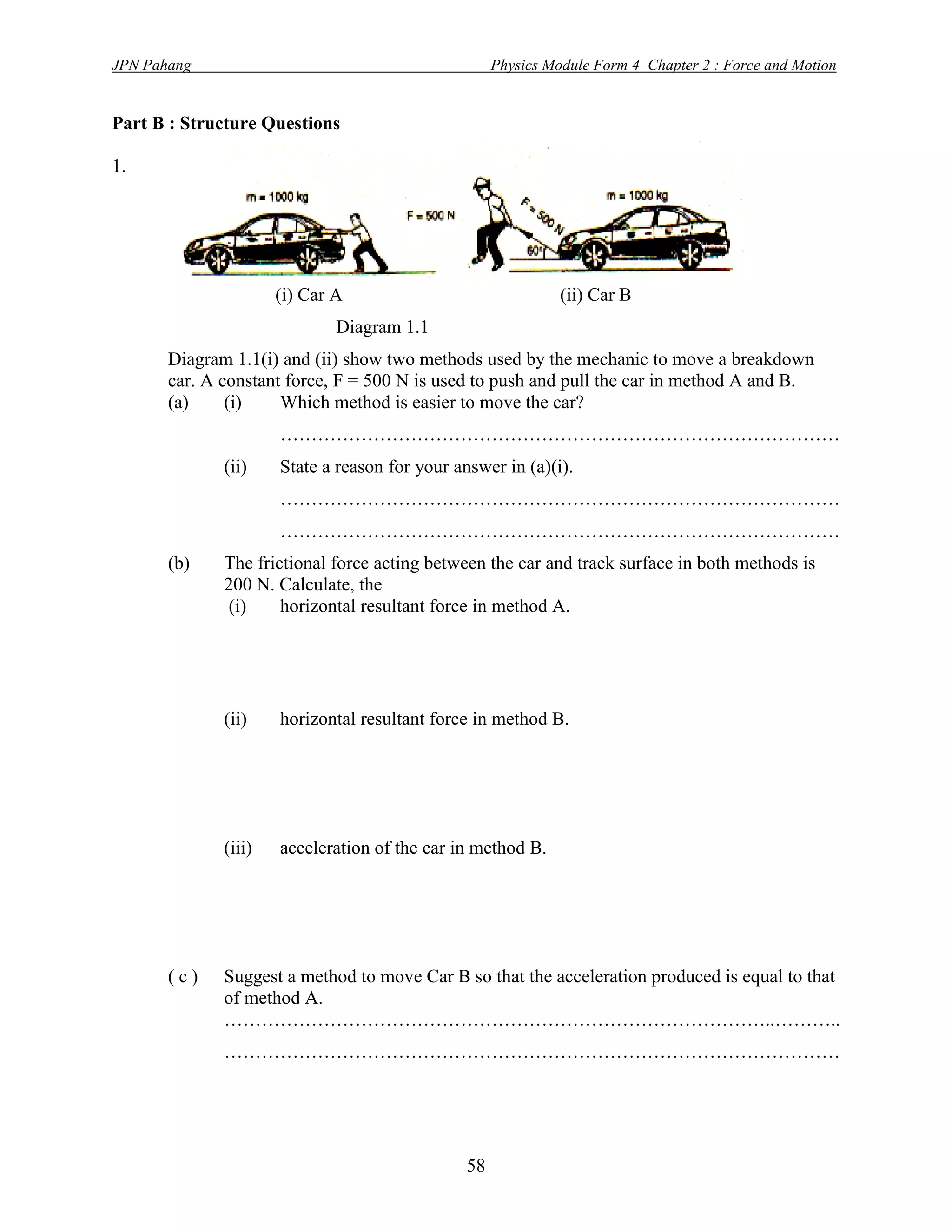 SPM PHYSICS FORM 4 forces and motion | PDF