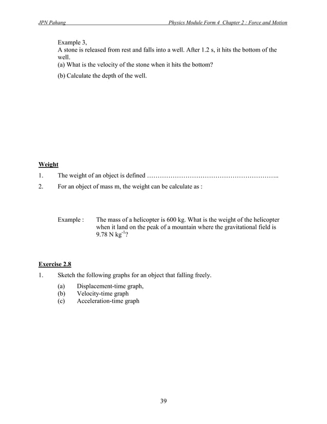 SPM PHYSICS FORM 4 forces and motion | PDF | Physics | Science