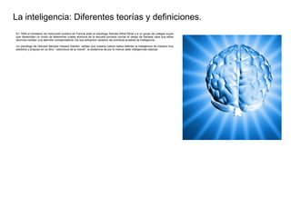 Inteligencias Multiples
Lingüística: capacidad de usar las palabras de modo efectivo ( ya sea hablando,
escribiendo, etc)...