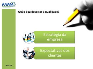 Quão boa deve ser a qualidade?




Aula 02
 